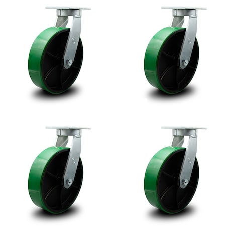 Service Caster 12 Inch Extra Heavy Duty Green Poly on Cast Iron Wheel Swivel Caster, 4PK SCC-KP92S1230-PUR-GB-4